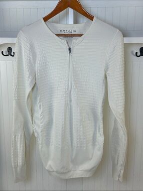 Derek Lam 10 Crosby x Athleta White Half Zip Top Large Thumbholes